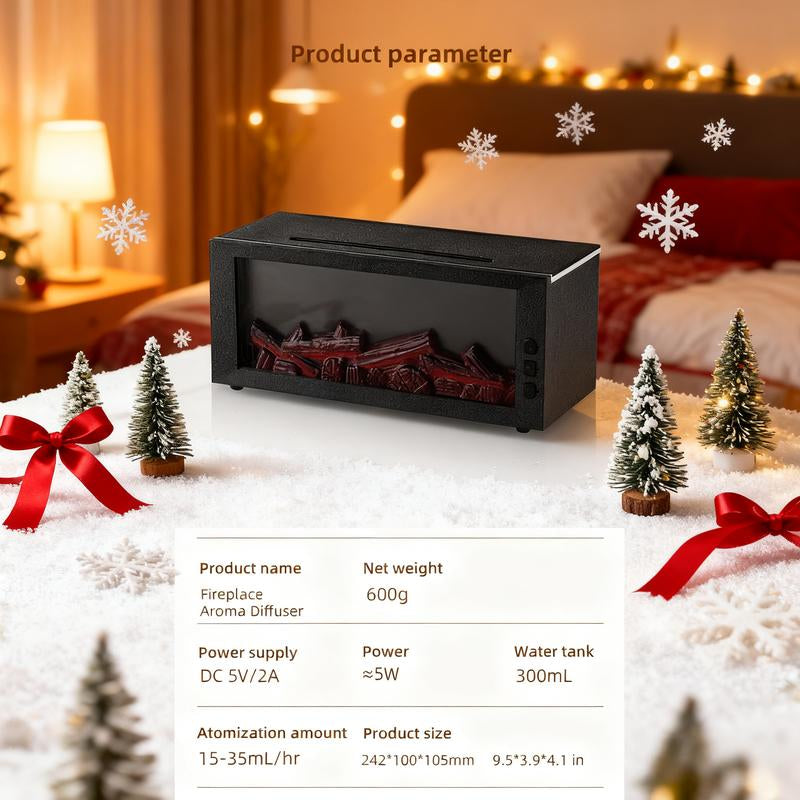 Mini Essential Oil , 300Ml Ultrasonic Cool Mist, Remote Control Aromatherapy , 7-Color Light, Timer & Shut-Off, Fireplace Humidifier for Bedroom, Usb Smart Fragrance Scent Dispenser Handheld Flame Auto with Diffuser Wood Grain Design Aroma Portable