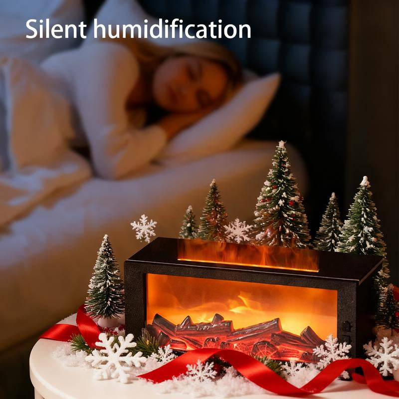 Mini Essential Oil , 300Ml Ultrasonic Cool Mist, Remote Control Aromatherapy , 7-Color Light, Timer & Shut-Off, Fireplace Humidifier for Bedroom, Usb Smart Fragrance Scent Dispenser Handheld Flame Auto with Diffuser Wood Grain Design Aroma Portable