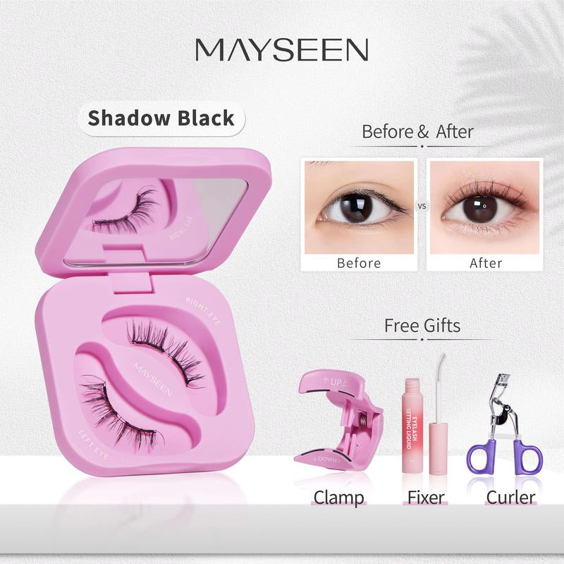 MAYSEEN SHADOW BLACK Soft Magnetic Eyelashes, Eyelash Extensions with Applicator Kit, Reusable Magnetic Lashes, Glue-Free, Waterproof, Lightweight, Soft Magnetic Strip, Natural Makeup, with Free Gifts: Eyelash Curler & Lash Setting Liquid, New Year Gifts