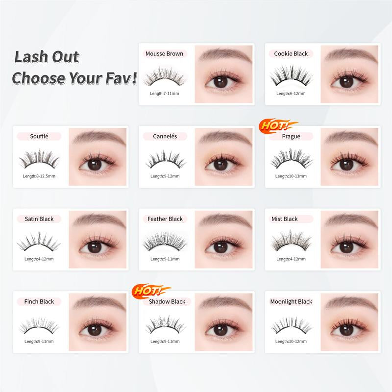 MAYSEEN SHADOW BLACK Soft Magnetic Eyelashes, Eyelash Extensions with Applicator Kit, Reusable Magnetic Lashes, Glue-Free, Waterproof, Lightweight, Soft Magnetic Strip, Natural Makeup, with Free Gifts: Eyelash Curler & Lash Setting Liquid, New Year Gifts