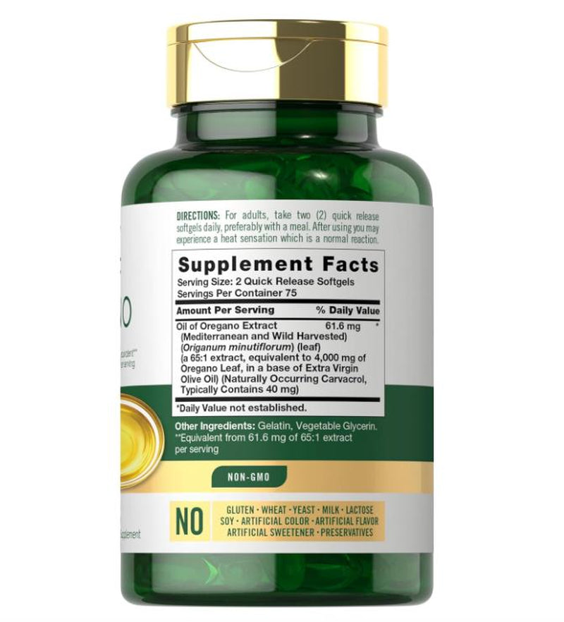 Carlyle Oregano Oil 4000Mg Supplement | 150 Softgel Capsules | Contains Carvacrol | Non-Gmo & Gluten Free Formula