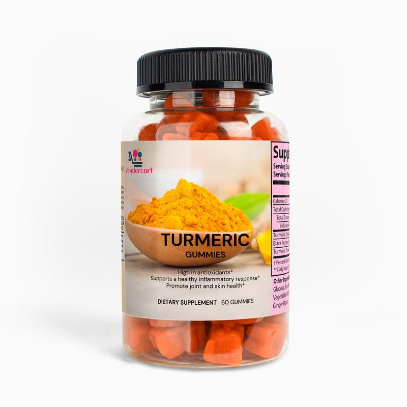 Turmeric Gummies 60G - Dietary Supplement with Turmeric Extract & Ginger Flavor - Supports Joint, Bone, and Skin Health - Made in USA - Healthcare Edible Fitness Powder