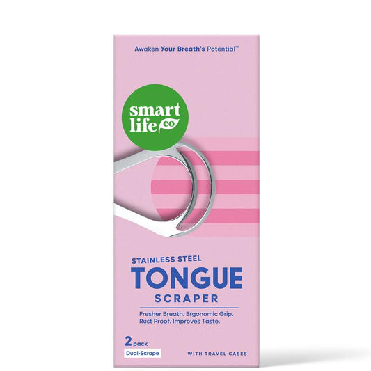 Stainless Steel Tongue Scraper – Dual-Scrape Tongue Cleaner, Fast & Effective for Fresher Breath, Travel-Friendly, Eco-Friendly with Metal Case - 2Pk
