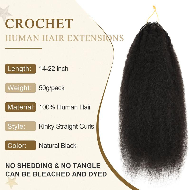 Daixi Kinky Straight Crochet Hair - Get Effortless, Buttery Soft Braids & Twists | Pre-Looped Human Hair Extensions