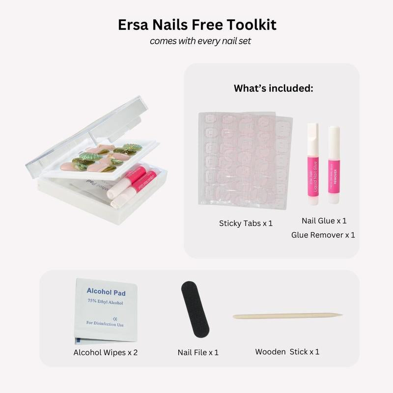 Ersanails VALENTINE'S DAY Collection - Handmade Presson Nails 10PCS | Acrylic, Reusable, Salon-Quality, Long-Lasting, Glossy Design